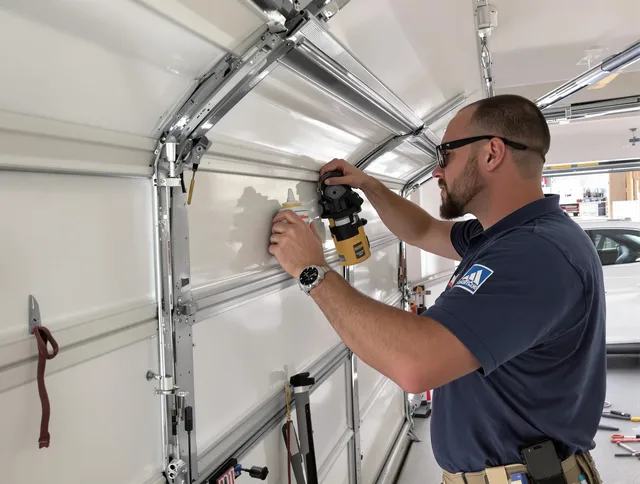 Heath Garage Door Repair technician quieting a noisy garage door in Heath