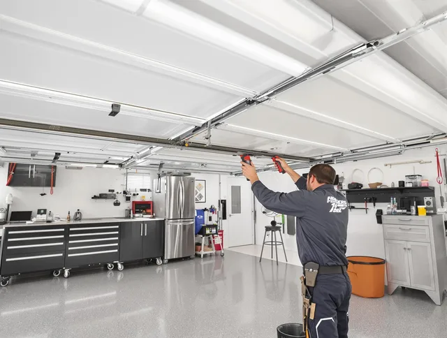 Overhead garage door repair service by Heath Garage Door Repair in Heath